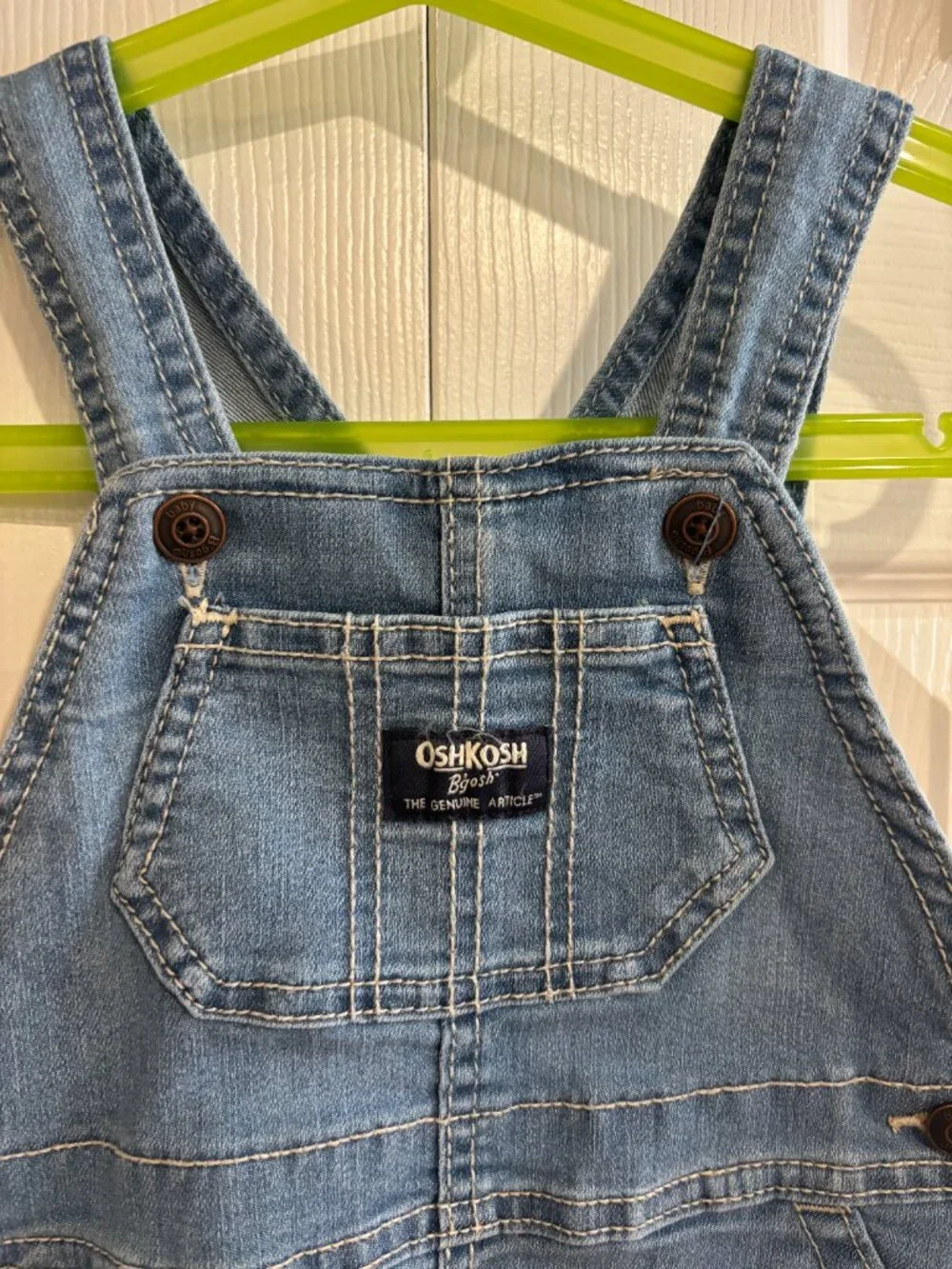 OshKosh B'gosh Denim Bubble Romper Shortalls Baby Toddler 24 months EUC